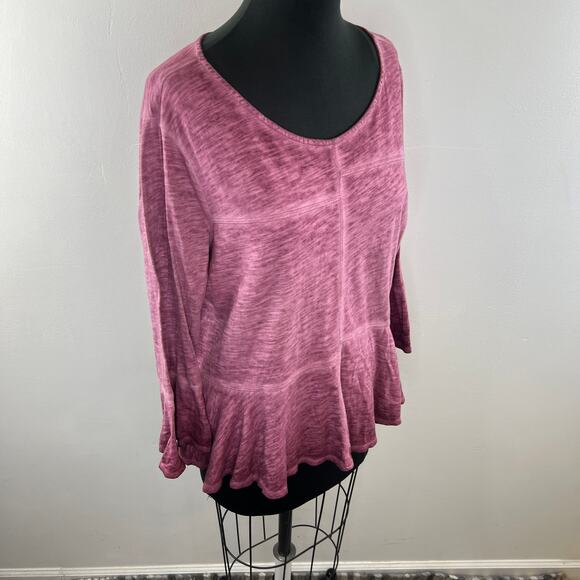 Anthropologie Akemi + Kin Pink Top Cotton Scoop Neck Ruffle Sleeve Size Large L - Picture 6 of 11